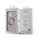 Guess Flowers Ring Glossy Logo MagSafe Case - хибриден удароустойчив кейс с MagSafe за iPhone 15 (розов-прозрачен) 6
