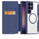 Dux Ducis Skin X Pro Magnetic Wallet Case - удароустойчив хибриден кожен кейс с отделение за карти и MagSafe за Samsung Galaxy S24 Ultra (син-прозрачен) 1