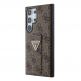 Guess PU 4G Strass Grip Stand Triangle Metal Logo Case - дизайнерски кожен кейс с отделение за карти за Samsung Galaxy S24 Ultra (кафяв) 1