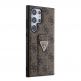 Guess PU 4G Strass Grip Stand Triangle Metal Logo Case - дизайнерски кожен кейс с отделение за карти за Samsung Galaxy S24 Ultra (кафяв) 3