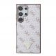 Guess PU 4G Triangle Metal Logo Case - дизайнерски кожен кейс за Samsung Galaxy S24 Ultra (бял) 2