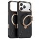 Кожен кейс с MagSafe и вградена поставка за iPhone 17 Pro Max - Torras QPRO Leather Series (черен) 1