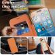 Кожен калъф с поставка и отделение за кр. карти за iPhone 17 Pro - Techsuit SmartMag Book Case (оранжев-прозрачен) 3