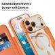 Кожен калъф с поставка и отделение за кр. карти за iPhone 17 Pro - Techsuit SmartMag Book Case (оранжев-прозрачен) 4