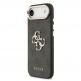 Дизайнерски кожен кейс за iPhone 17 Air - Guess PU Leather 4G Metal Logo Gold Frame Case (черен) 1