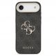 Дизайнерски кожен кейс за iPhone 17 Air - Guess PU Leather 4G Metal Logo Gold Frame Case (черен) 2
