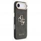 Дизайнерски кожен кейс за iPhone 17 Air - Guess PU Leather 4G Metal Logo Gold Frame Case (черен) 3