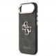 Дизайнерски кожен кейс за iPhone 17 Air - Guess PU Leather 4G Metal Logo Gold Frame Case (черен) 4