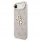 Дизайнерски кожен кейс за iPhone 17 Air - Guess PU Leather 4G Metal Logo Gold Frame Case (розов) 1