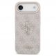 Дизайнерски кожен кейс за iPhone 17 Air - Guess PU Leather 4G Metal Logo Gold Frame Case (розов) 2