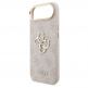 Дизайнерски кожен кейс за iPhone 17 Air - Guess PU Leather 4G Metal Logo Gold Frame Case (розов) 3