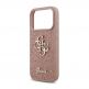 Силиконов (TPU) калъф за iPhone 17 Pro - Guess PU Fixed Glitter 4G Metal Logo Case (розов) 3