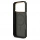 Дизайнерски кожен кейс с MagSafe за iPhone 17 Pro Max - Guess PU 4G Gold Frame MagSafe Leather Hard Case (черен) 5