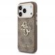 Дизайнерски кожен кейс за iPhone 17 Pro Max - Guess PU 4G Metal Logo Gold Frame Leather Hard Case (кафяв) 1