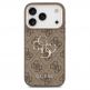Дизайнерски кожен кейс за iPhone 17 Pro Max - Guess PU 4G Metal Logo Gold Frame Leather Hard Case (кафяв) 2