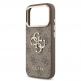 Дизайнерски кожен кейс за iPhone 17 Pro Max - Guess PU 4G Metal Logo Gold Frame Leather Hard Case (кафяв) 4