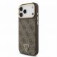 Дизайнерски кожен кейс с MagSafe за iPhone 17 Pro Max - Guess PU Leather 4G Strass Triangle Logo Gold Frame MagSafe Case (кафяв) 1