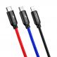 Универсален USB кабел с Lightning, microUSB и USB-C конектори (120 см) - Baseus Three Primary Colors 3-in-1 USB Cable (CAMLT-BSY01) (черен) 4