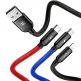 Универсален USB кабел с Lightning, microUSB и USB-C конектори (120 см) - Baseus Three Primary Colors 3-in-1 USB Cable (CAMLT-BSY01) (черен) 12