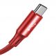 Универсален USB кабел с Lightning, microUSB и USB-C конектори (120 см) - Baseus Fabric 3-in-1 Flexible Cable USB (червен) 2