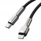 USB-C към Lightning кабел за Apple устройства с Lightning порт (200 см) - Baseus Cafule Metal Series USB-C to Lightning Cable PD 20W (CATLJK-B01) (черен) 4