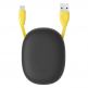 Универсален USB към USB-C кабел (100 см) - Baseus Lets Go Little Reunion One-Way Stretchable Data Cable (CATRN-GY) (сив-жълт) 1