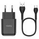 Захранване за ел. мрежа 2.1A с USB изход и USB-C кабел - Hoco N2 Wall Charger and USB-C Cable (черен) 1