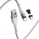 Кабел с магнитни конектори за Apple продукти с Lightning, microUSB и USB-C (100 см) - Baseus Zinc Magnetic Safe Fast Charging Data Cable (CA1T3-A02) (бял) 3