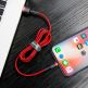 Lightning USB кабел за Apple устройства с Lightning порт (300 см) - Baseus Cafule USB Lightning Cable (CALKLF-R09) (червен) 7