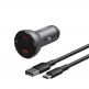 Зарядно за кола с 2xUSB-A изхода с технология за бързо зареждане и USB-C кабел - Baseus Digital Display Dual USB Quick Car Charger 45W (TZCCBX-B0G) (черен) 3
