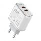 Захранване за ел. мрежа с 2xUSB-C изходи и USB-C към Lightning кабел - LDNIO Wall Charger 2xUSB-C 35W (бял) 1