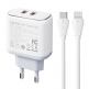 Захранване за ел. мрежа с 2xUSB-C изходи и USB-C към Lightning кабел - LDNIO Wall Charger 2xUSB-C 35W (бял) 3