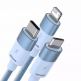 Универсален USB-A кабел с Lightning, microUSB и USB-C конектори (120 см) - Baseus StarSpeed 3-in-1 USB-A Cable (CAXS000017) (син) 1