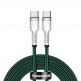  Здрав кабел с въжена оплетка за устройства с USB-C порт - Baseus Cafule Metal Series USB-C to USB-C Cable 100W (CATJK-D06) (зелен) (200 см)