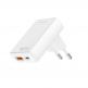 Захранване за ел. мрежа за мобилни устройства с USB-A и USB-C изходи и с технология за бързо зареждане - 4smarts GaN latPlug Duos 20W Wall Charger (бял) 1