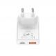 Захранване за ел. мрежа за мобилни устройства с USB-A и USB-C изходи и с технология за бързо зареждане - 4smarts GaN latPlug Duos 20W Wall Charger (бял) 4