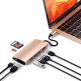 Satechi USB-C Aluminum Multiport 4K Adapter v2 - мултифункционален хъб за свързване на допълнителна периферия за компютри с USB-C (златист) 4