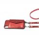 LAVAVIK Cross-Body Phone Purse with Card Compartment - кожен калъф с джоб и лента за врата за iPhone XS (червен) 1