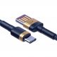 Baseus Cafule Quick Charge USB-C Cable - кабел с въжена оплетка и бързо зареждане за устройства с USB-C порт (100 см) (тъмносин) 2