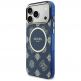 Дизайнерски кейс с висока защита и MagSafe за iPhone 17 Pro Max - Guess PU IML 4G Peony Dot MagSafe Hard Case (син) 1