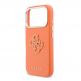 Дизайнерски кожен кейс с MagSafe за iPhone 17 Pro - Guess PU Saffiano Resin Logo MagSafe Case (оранжев) 4