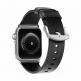 Nomad Strap Modern Slim Leather - кожена (естествена кожа) каишка за Apple Watch 38мм, 40мм (черен-сребрист) 1