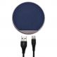 4smarts Select Wireless Fast Charger LIGNO 10W - поставка (пад) за безжично захранване с елементи от истинско дърво, карбон и кожа (сив-син) 2