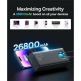 Външна батерия 26800 mAh с 4xUSB и 2xUSB-C изходи за зареждане на смартфони и таблети - Baseus Ambilight Power Bank 65W with Digital Display Quick Charge (черен) 5