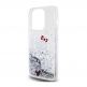 Дизайнерски кейс с висока защита за iPhone 15 Pro - Hello Kitty Liquid Glitter Electroplating Head Logo Case (прозрачен-сребрист) 4