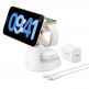 Преносима тройна поставка (пад) за безжично зареждане за iPhone с MagSafe, Apple Watch, AirPods и Qi съвместими мобилни устройства - Anker MagGo 3-in-1 MagSafe Qi2 15W Wireless Charging Station (бял) 1