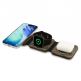Тройна поставка (пад) за безжично зареждане на iPhone с Magsafe, Apple Watch и Qi съвместими устройства - Guess PU 4G 3-in-1 MagSafe Wireless Charger 15W (кафяв) 1