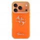 Хибриден удароустойчив кейс за iPhone 17 Pro Max - Guess IML 4G Script Metal Logo Case (оранжев) 2
