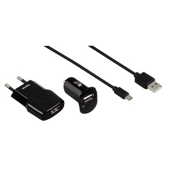 Hama Picco Set - комплект зарядно за кола, ел. мрежа и MicroUSB кабел за Samsung, HTC и мобилни устройства