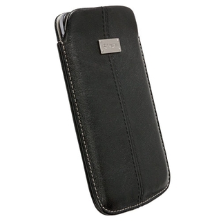 Krusell Luna Pouch 4XL - кожен (естествена кожа) калъф тип джоб за Samsung Galaxy S7 Edge, Galaxy A5, LG G4, LG Pro и др. (черен)